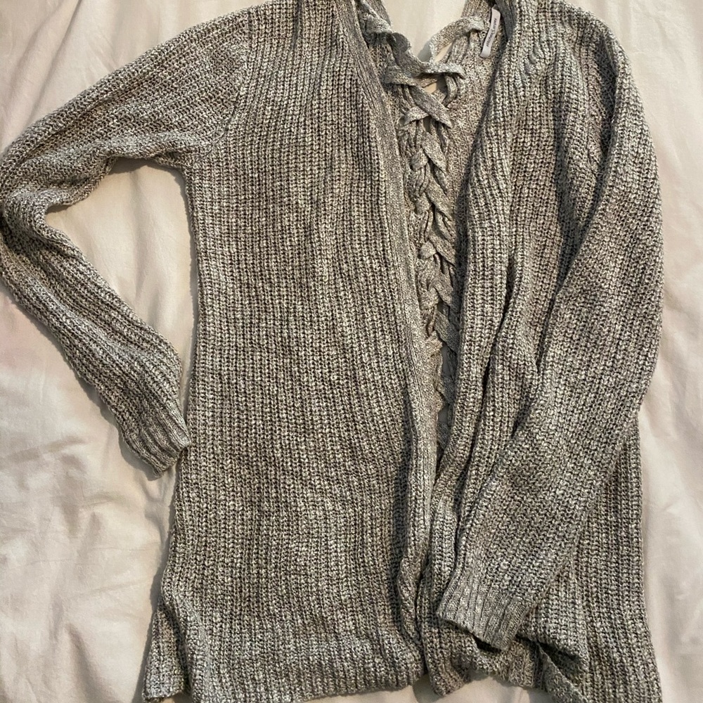 Grey cardigan with back detail from evereve